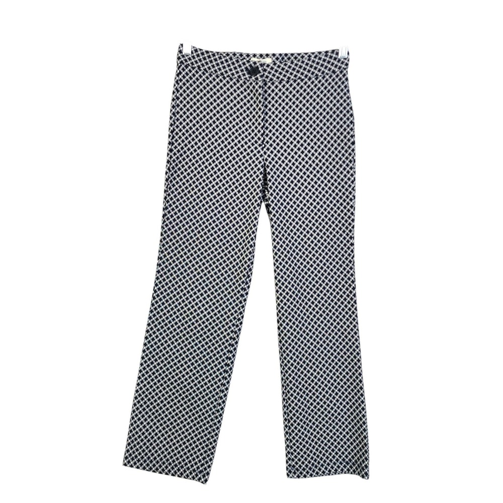 Max Studio Womens Navy White Geometric Print Dress Pants Trousers Size 8 NWT